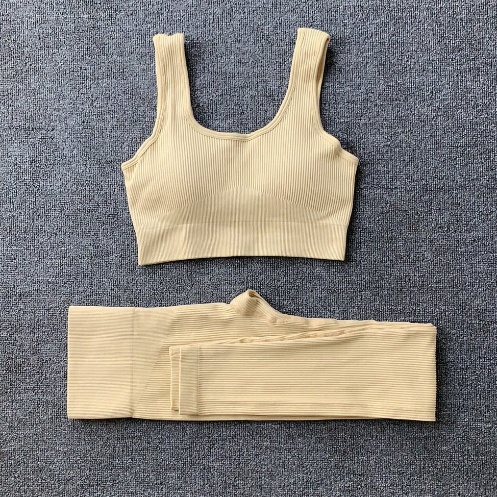 Ensemble de 2 pièces de yoga sans couture avec soutien-gorge et leggings taille haute pour femmes, pantalon de sport, de fitness, de yoga, de sport, tenues