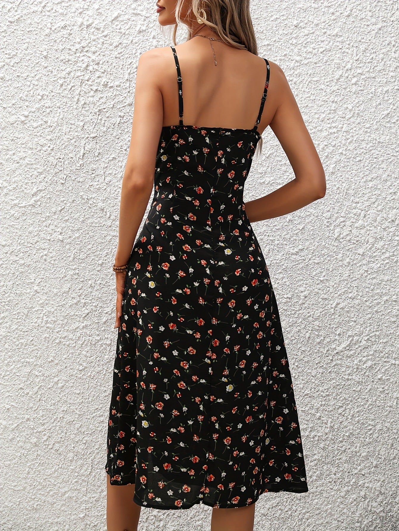 Nouvelle robe à bretelles à imprimé pois, robe longue fendue sexy d'été pour vêtements pour femmes