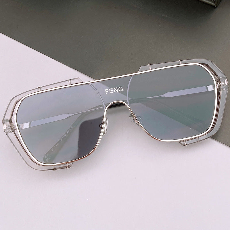 Hollow Anti-UV Flat Mirror Contrast Color Tide Sunglasses