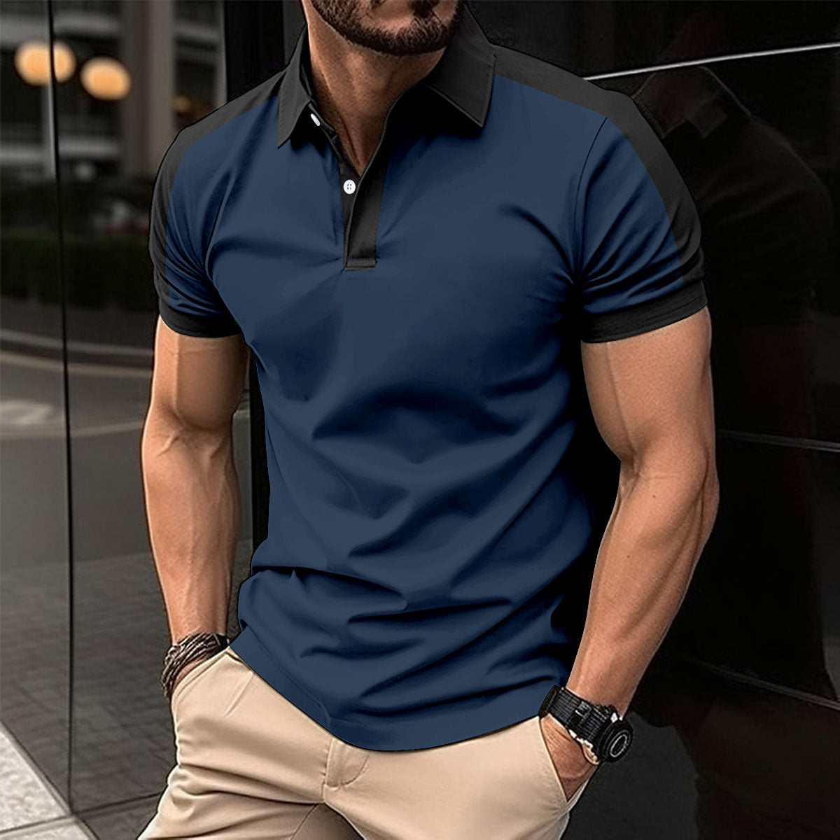 Herren Kurzarm Businesshemd Sommer Casual Poloshirts