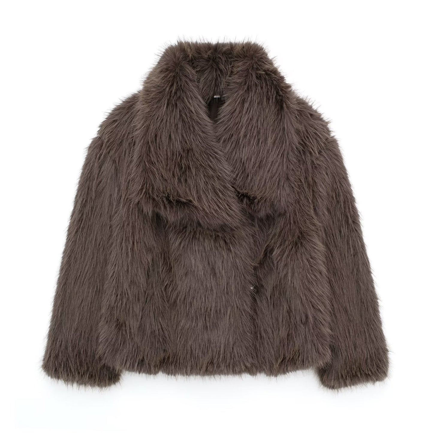 Manteau d'hiver en peluche à la mode pour femme, épais, à revers, décontracté, à manches longues