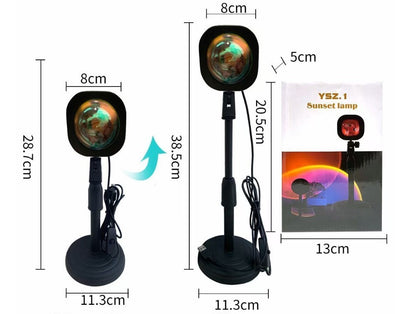 Lampe de projection arc-en-ciel rechargeable Lampe de projection de coucher de soleil Lampe de projection d'ambiance de coucher de soleil