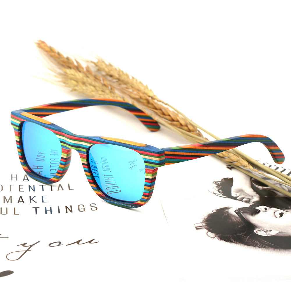 Men's And Women's Outdoor Cycling Colorful Wood Sunglasses