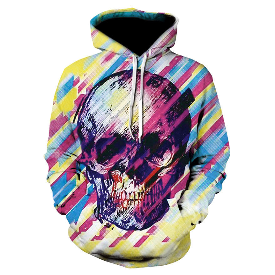 3D Digital Print Skull Jacket With Hood