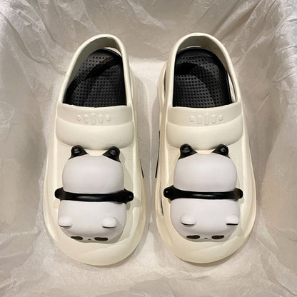 2024 Pantoufles mignonnes avec lampe panda Sandales d'été pour femme Chaussures légères et amusantes pour femmes