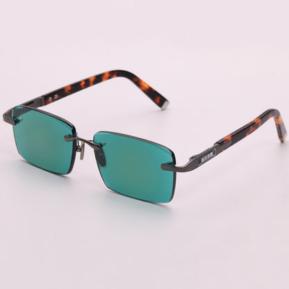 Lucky Dark Green Frameless Trimmed Sunglasses