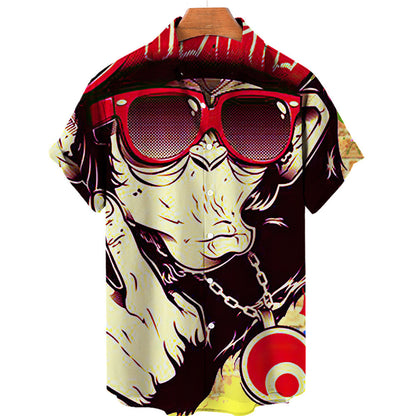 Herren Totenkopf Hemd 3D Hawaiian Kurzarm