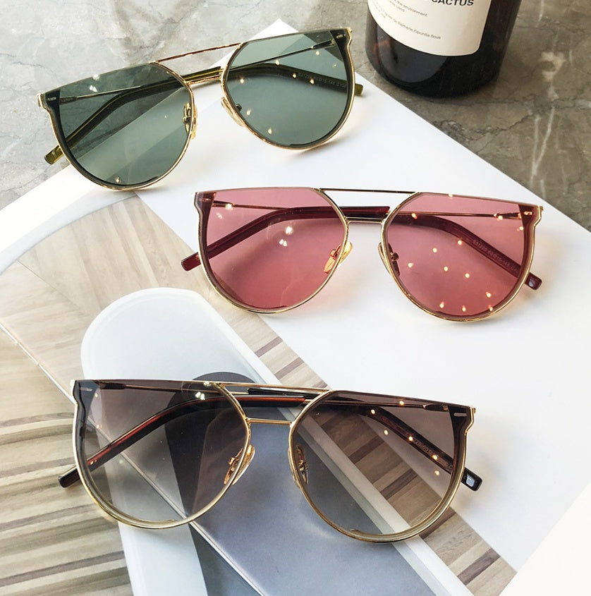 star with the same paragraph sunglasses female big box plain face photo sunglasses cut edge half frame sunglasses men glasses