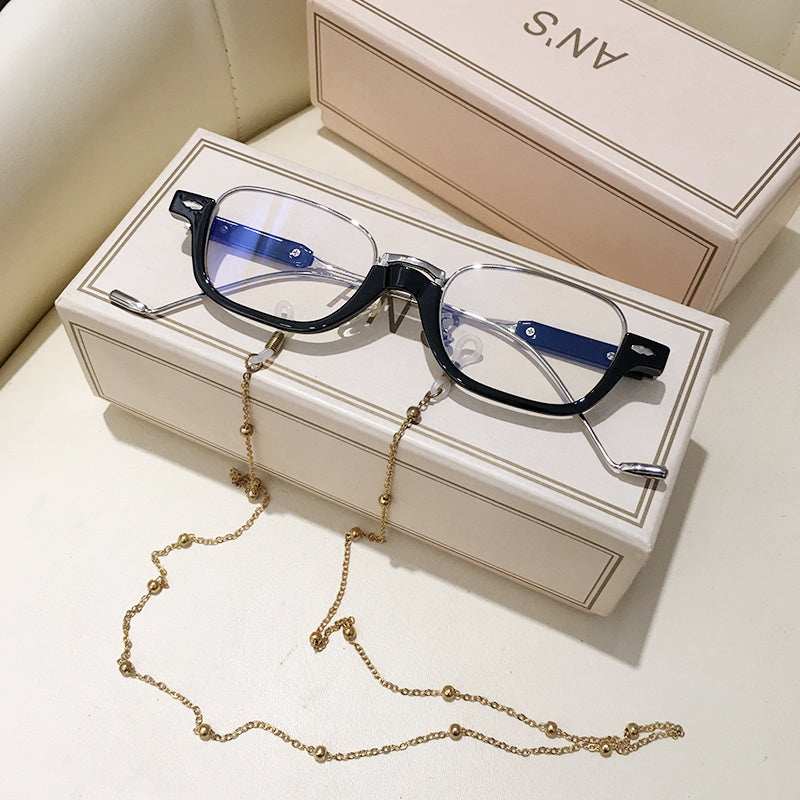 Half-frame Personality Sunglasses Trend Photo Concave Shape With Chain