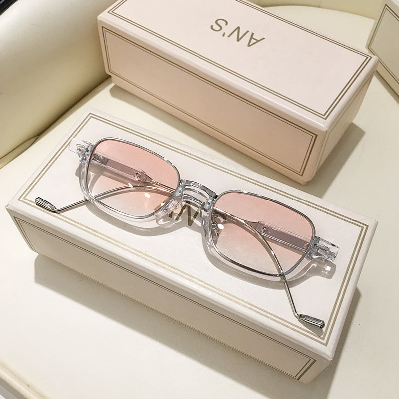 Half-frame Personality Sunglasses Trend Photo Concave Shape With Chain