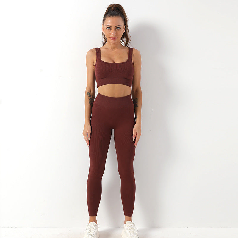 Ensemble de 2 pièces de yoga sans couture avec soutien-gorge et leggings taille haute pour femmes, pantalon de sport, de fitness, de yoga, de sport, tenues