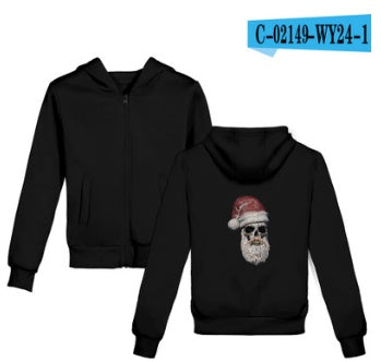 Sweatshirt mit Weihnachtsmann-Motiv und 3D-Totenkopf