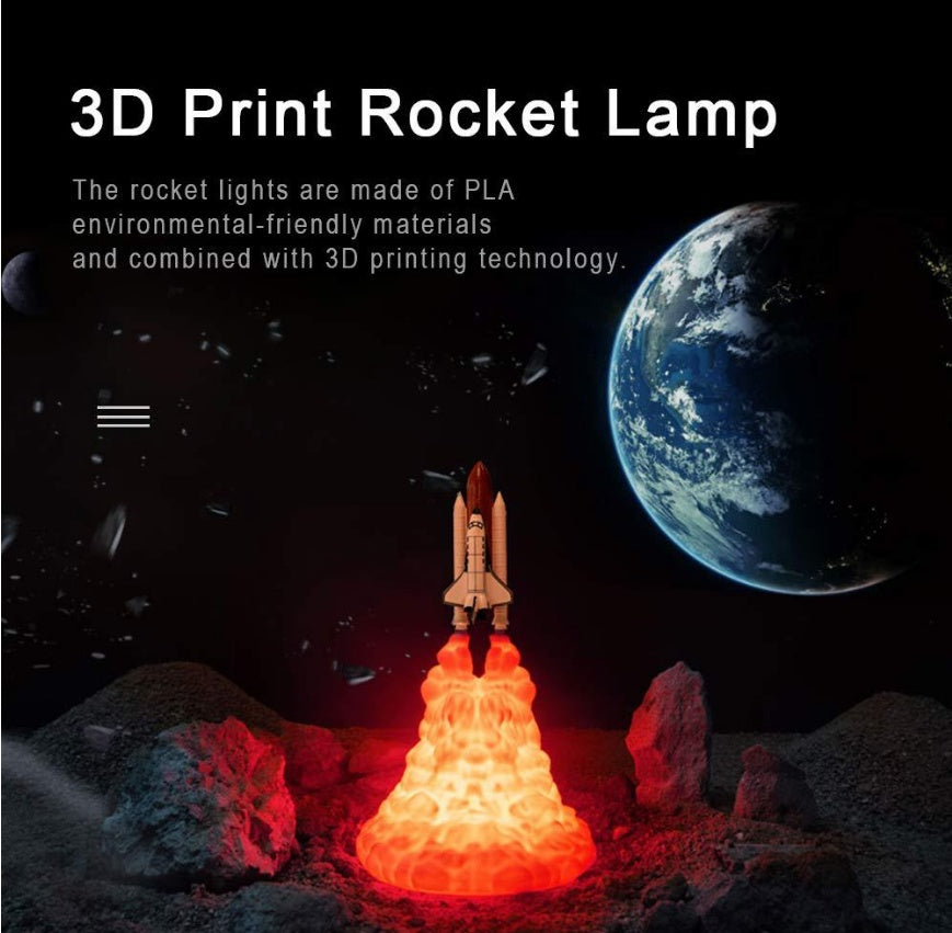 3D Print Rocket Space Shuttle Lamp Night Lamp