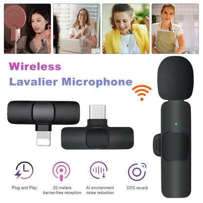 Mini microphone cravate sans fil pour enregistrement audio et vidéo avec chargement de téléphone Microphone cravate sans fil pour diffusion Ensemble de microphones à revers pour enregistrement vidéo court Microphone à main rechargeable Stream en direct