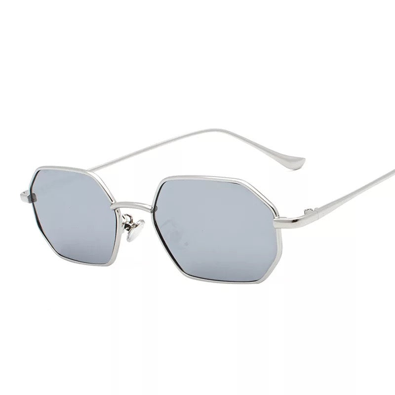 Retro Small Mirror Color Sunglasses With Black Lenses