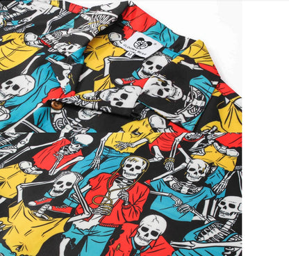 Bluse mit Totenkopf-Print und kurzen Ärmeln 