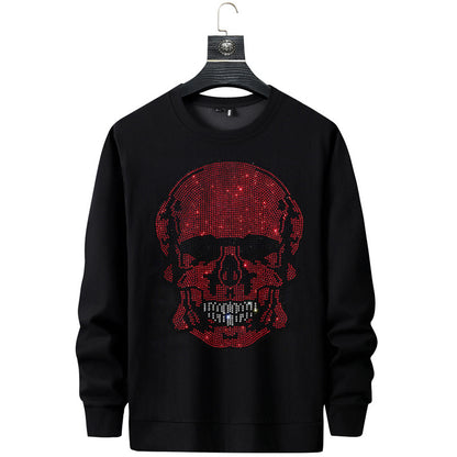 Skull Men's Hot Rhinestone Long Sleeve Sweatshirt