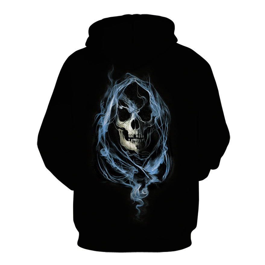 Digital Printed Knight Skull Hooded Casual Fashion Sweater