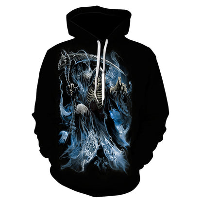 Digital Printed Knight Skull Hooded Casual Fashion Sweater