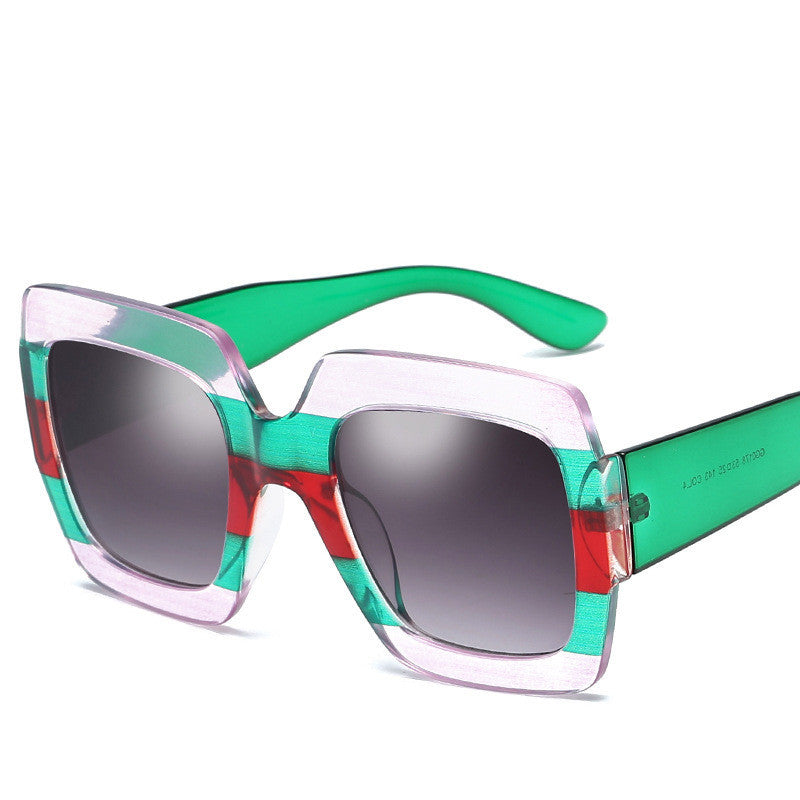 Box Print Women's Sunglasses, Big Frame Sunglasses, Trendy And Colorful