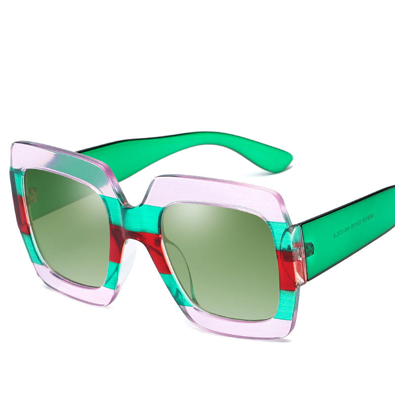 Box Print Women's Sunglasses, Big Frame Sunglasses, Trendy And Colorful