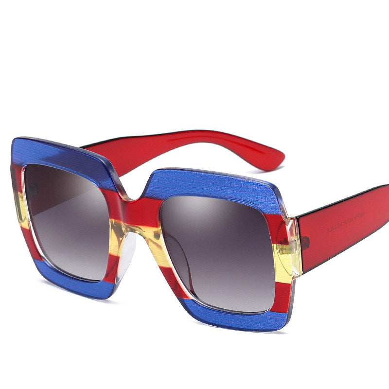 Box Print Women's Sunglasses, Big Frame Sunglasses, Trendy And Colorful