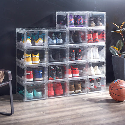 Magnetic Home High-Top Basketball Shoe Box Moisture-Proof And Fust-Proof Plastic Acrylic Transparent Storage Shoe Box Display Shoe Cabinet