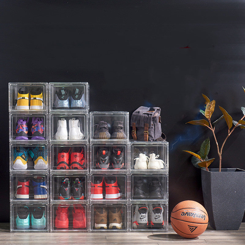 Magnetic Home High-Top Basketball Shoe Box Moisture-Proof And Fust-Proof Plastic Acrylic Transparent Storage Shoe Box Display Shoe Cabinet