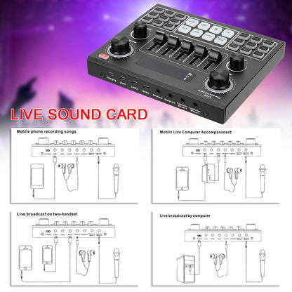 Version anglaise V9 Mobile Phone Live Sound Card Set K Song avec carte son Bluetooth