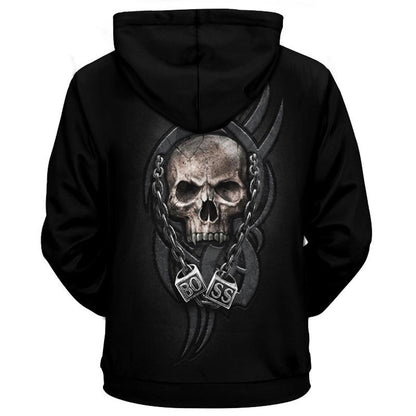 Skull Print Sweatshirt Men'S Long Sleeve Pullover Sweatshirt