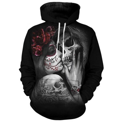 Skull Print Sweatshirt Men'S Long Sleeve Pullover Sweatshirt