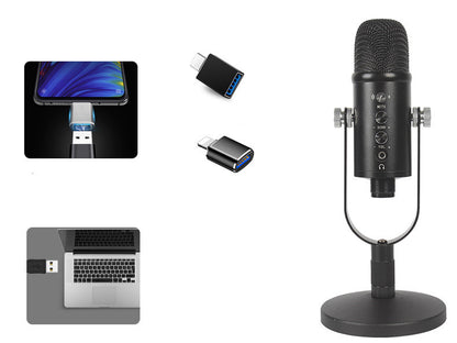 JIY Cross-Border Condenser Microphone Anchor Live K Song Recording Tuning Desktop Mobile Computer USB Wired Microphone