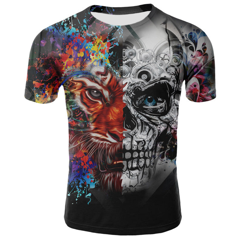 T-Shirt mit 3D-Digitaldruck „Rauchender Totenkopf“