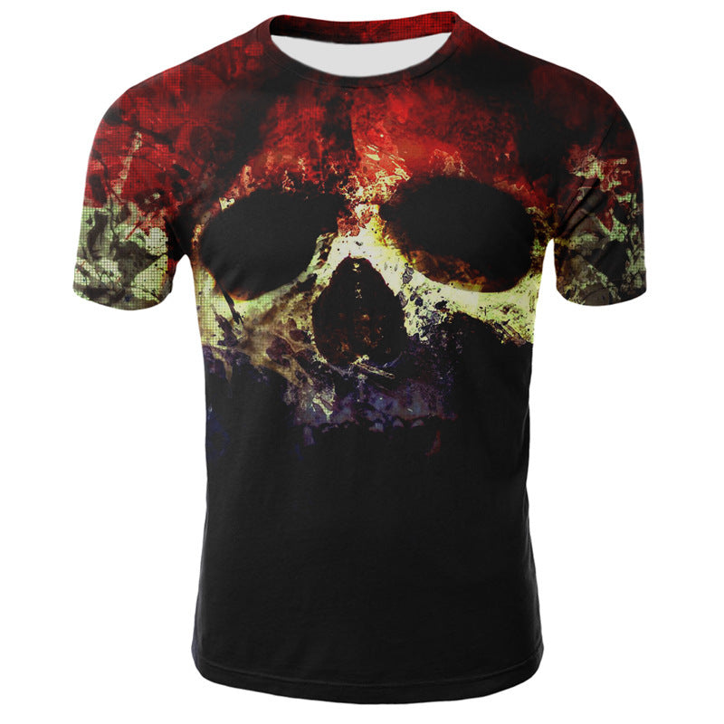 T-Shirt mit 3D-Digitaldruck „Rauchender Totenkopf“