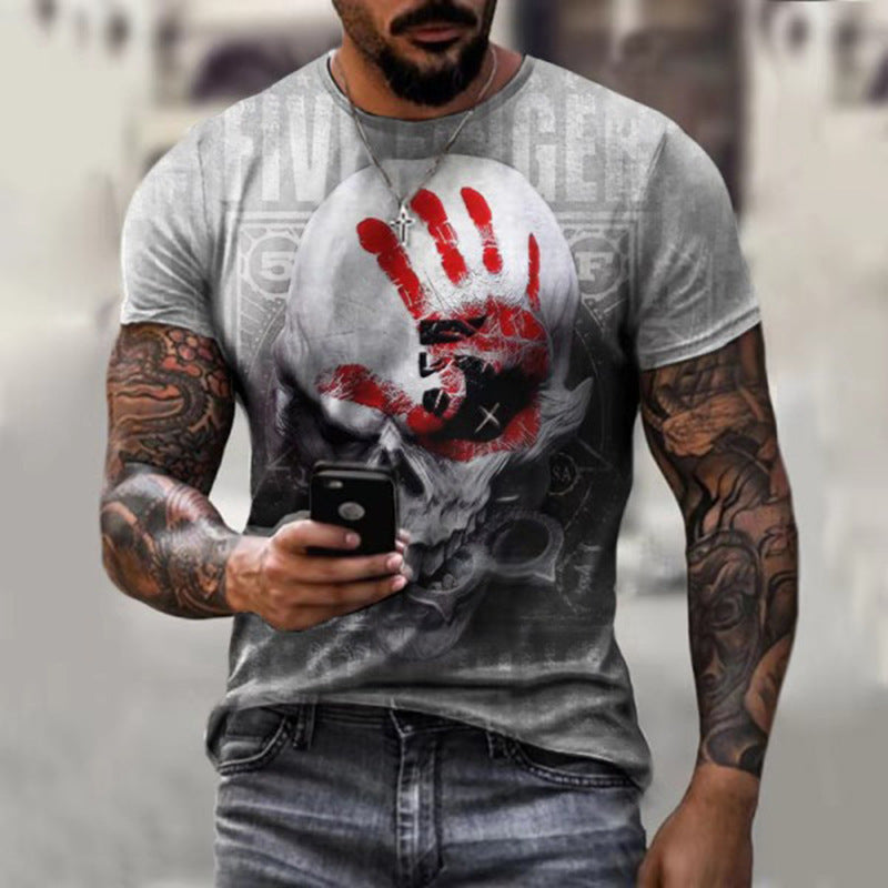 Skull Flag Print Men's T-shirt Top