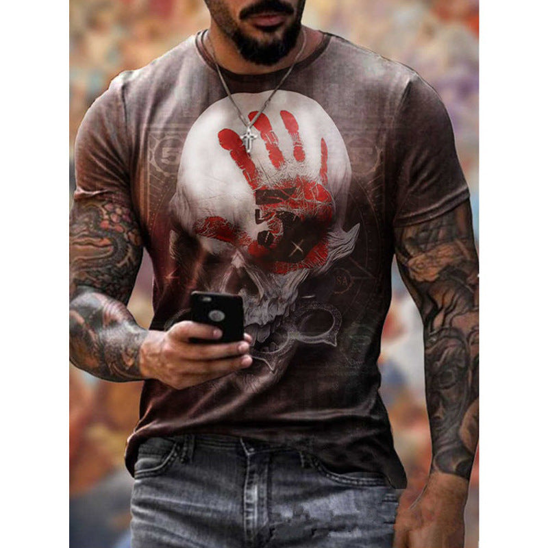 Skull Flag Print Men's T-shirt Top