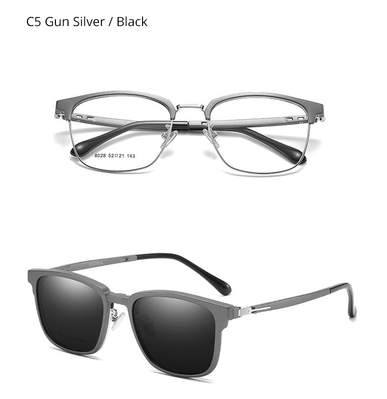 Polarized Magnetic Sunglasses Unisex Two-In-One Multifunctional Frame With Clip Square Frame