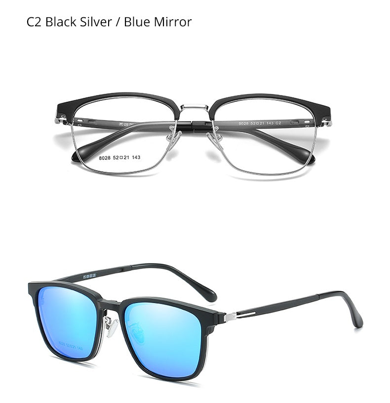 Polarized Magnetic Sunglasses Unisex Two-In-One Multifunctional Frame With Clip Square Frame