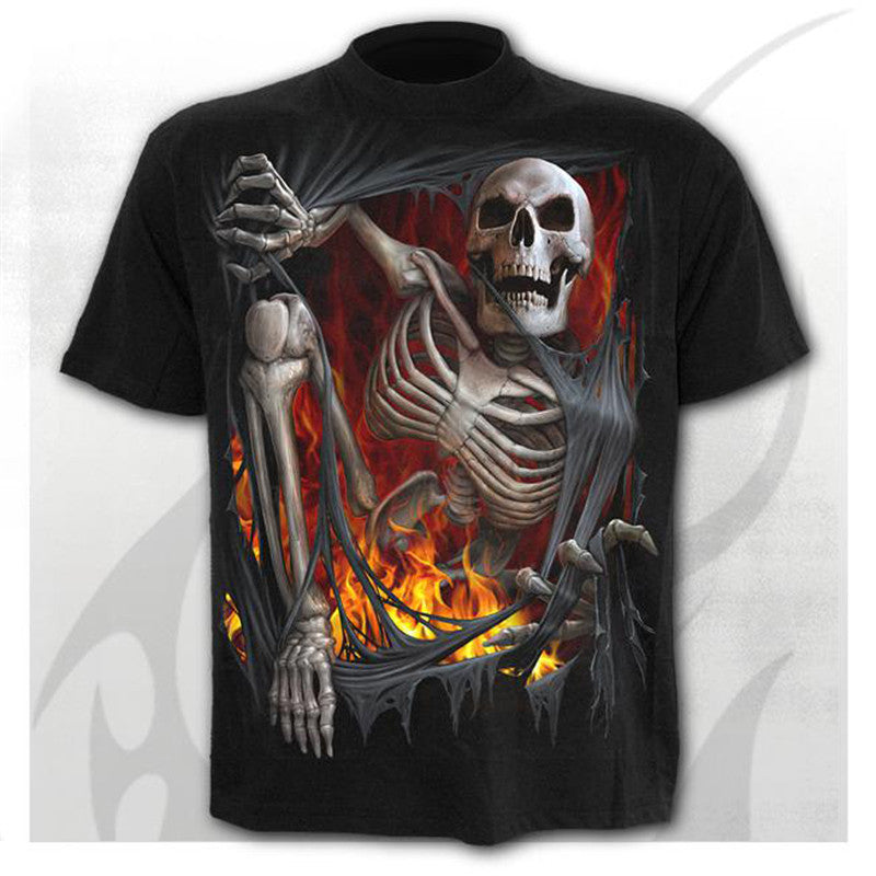 Printed Design Skull Men's Short Sleeve