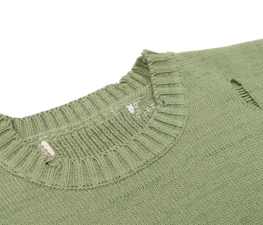 Lockerer Pullover mit Totenkopf-Jacquard-Strick und langen Ärmeln