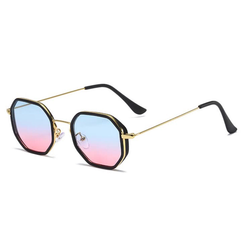 Sonnenbrille mit großem Rahmen und schmaler Optik, UV-geschützter Sonnenschutz, Retro-Sonnenbrille mit Metallschläger für Herren und Damen