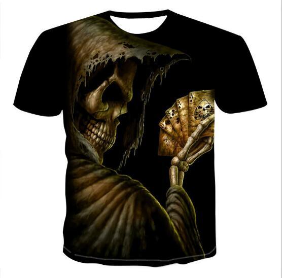 T-shirts pour hommes avec tête de mort T-shirts 3D