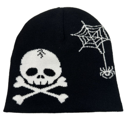 Bonnet tricoté en jacquard avec tête de mort pirate pour fête d'Halloween