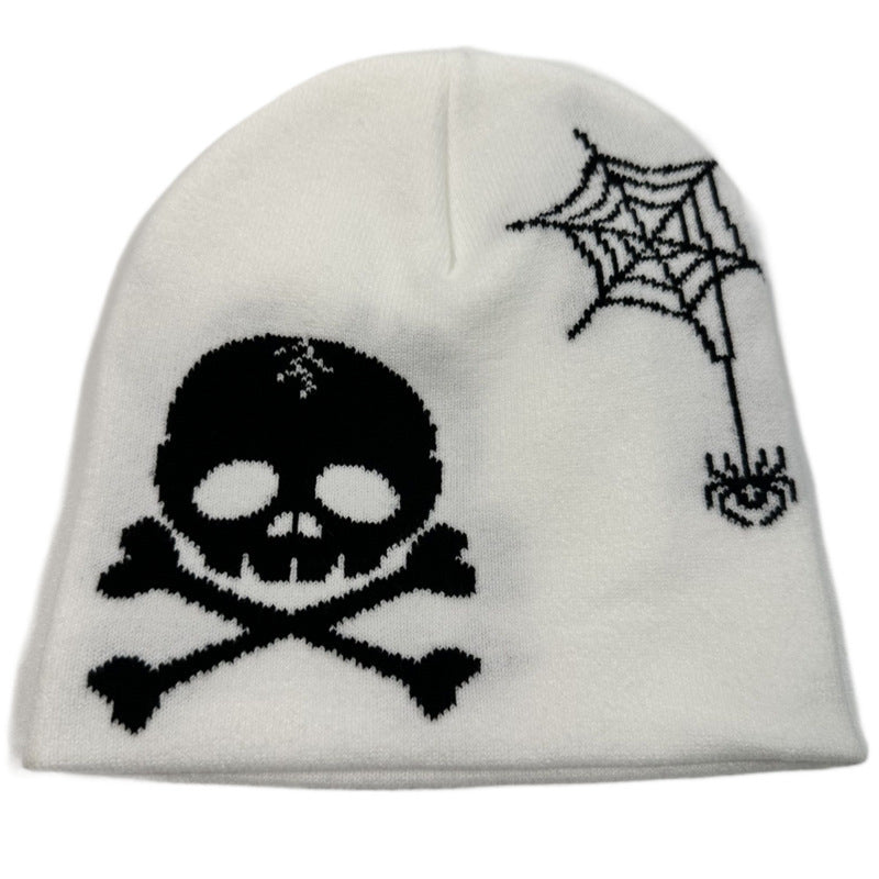 Bonnet tricoté en jacquard avec tête de mort pirate pour fête d'Halloween