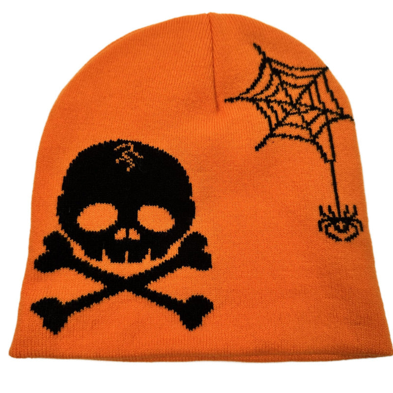 Bonnet tricoté en jacquard avec tête de mort pirate pour fête d'Halloween