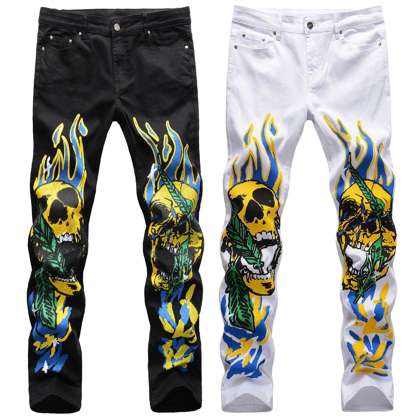 Schädel graffiti flamme street fashion herren hosen