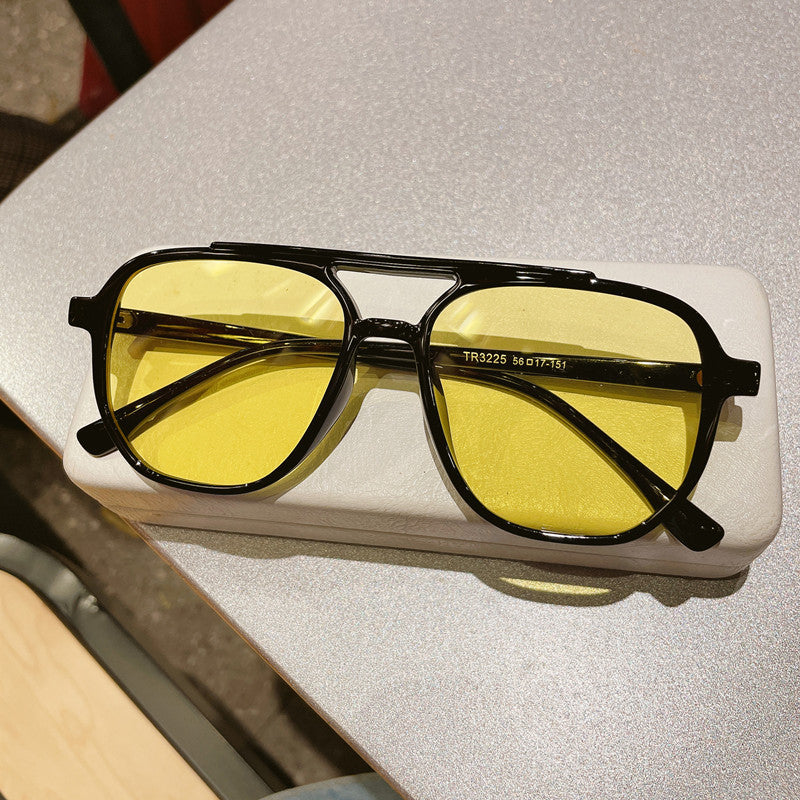 Retro TR Transparent Yellow Sunglasses Handsome