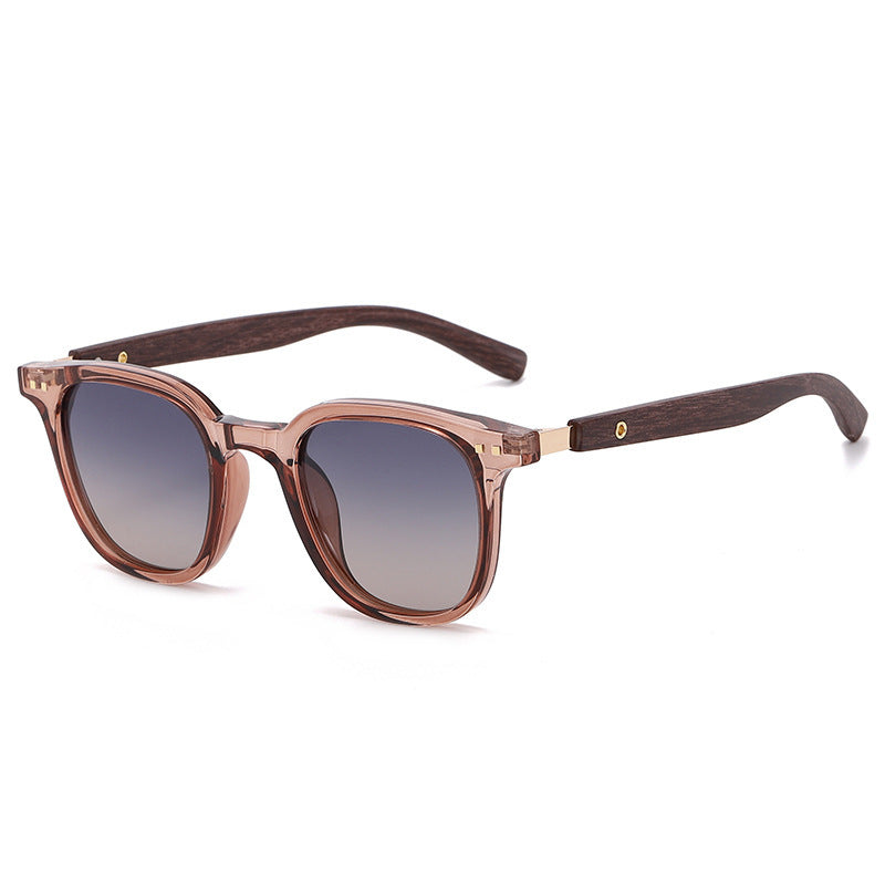 Personality Trendy TR90 Polarized Sun Glasses Female Retro Easy Matching Wood Grain