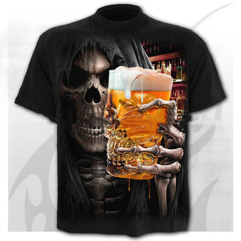 Men's Skull Digital Print Round Neck Short Sleeves