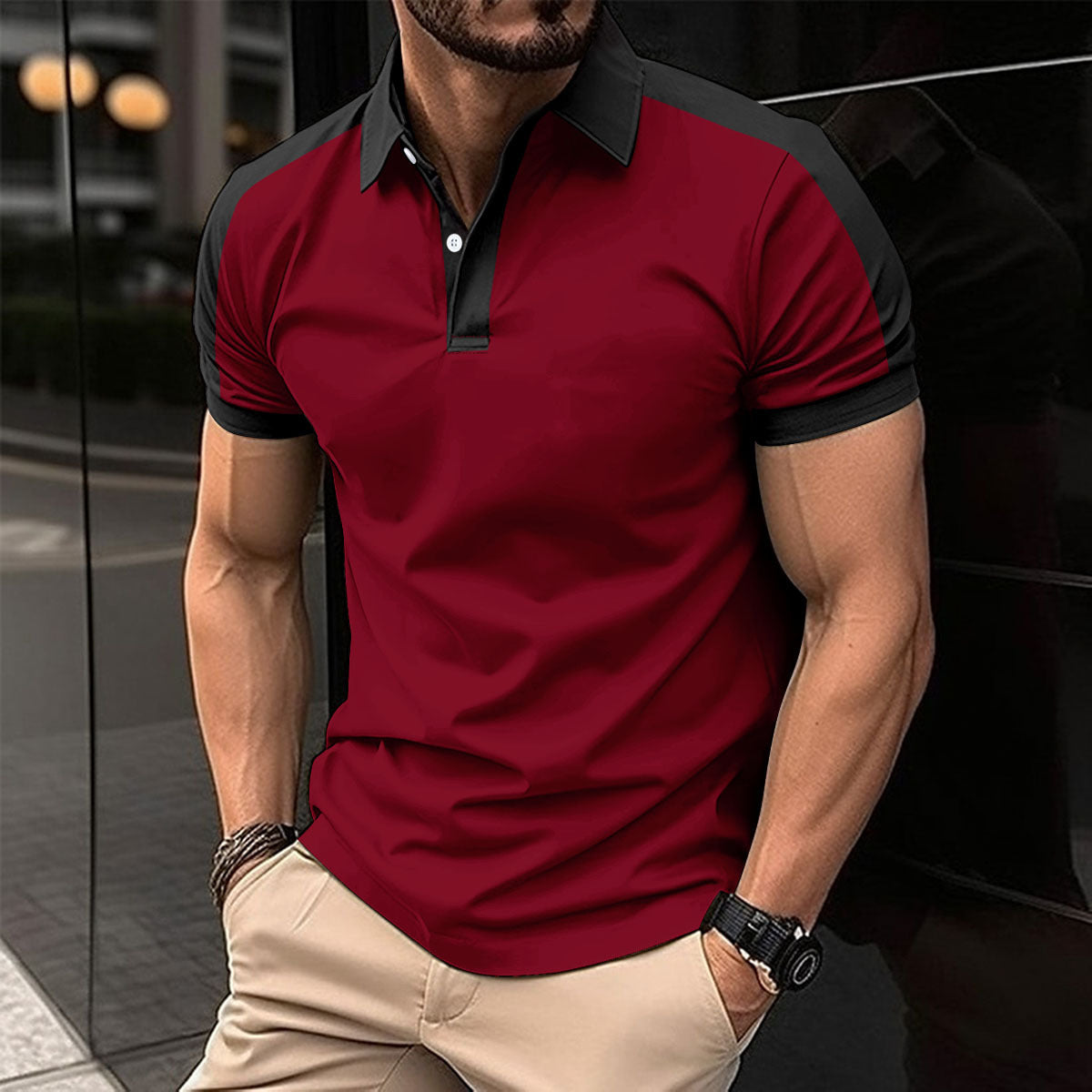 Herren Kurzarm Businesshemd Sommer Casual Poloshirts